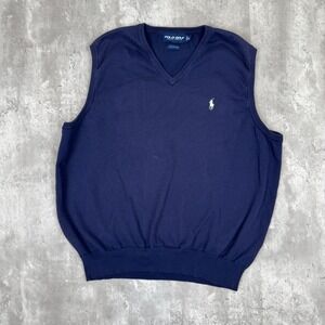Vintage Polo Golf Sweater Vest Mens XL Blue Business Casual Preppy Work Y2K